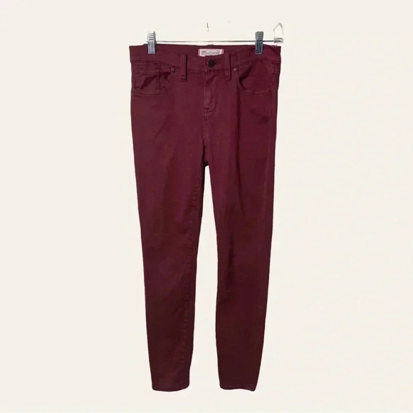 Madewell HI RISE SKINNY SKINNY DENIM JEANS BURGUNDY IN COLOR SIZE 26 - Picture 2 of 11